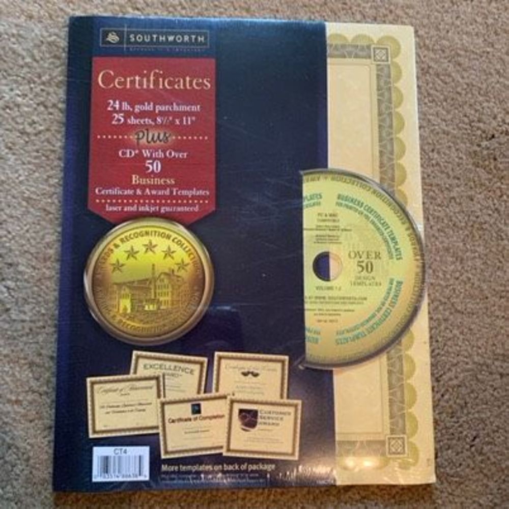 Southworth Certificates Parchment Paper With CD Business Certificates Awards NEW